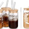 DWTS DANWEITESI Glass Cups With Lids And Straws 4 Pcs.