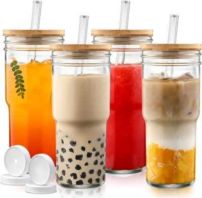 Amazon.com | DWTS DANWEITESI Mason Jar with Lid and Straw.